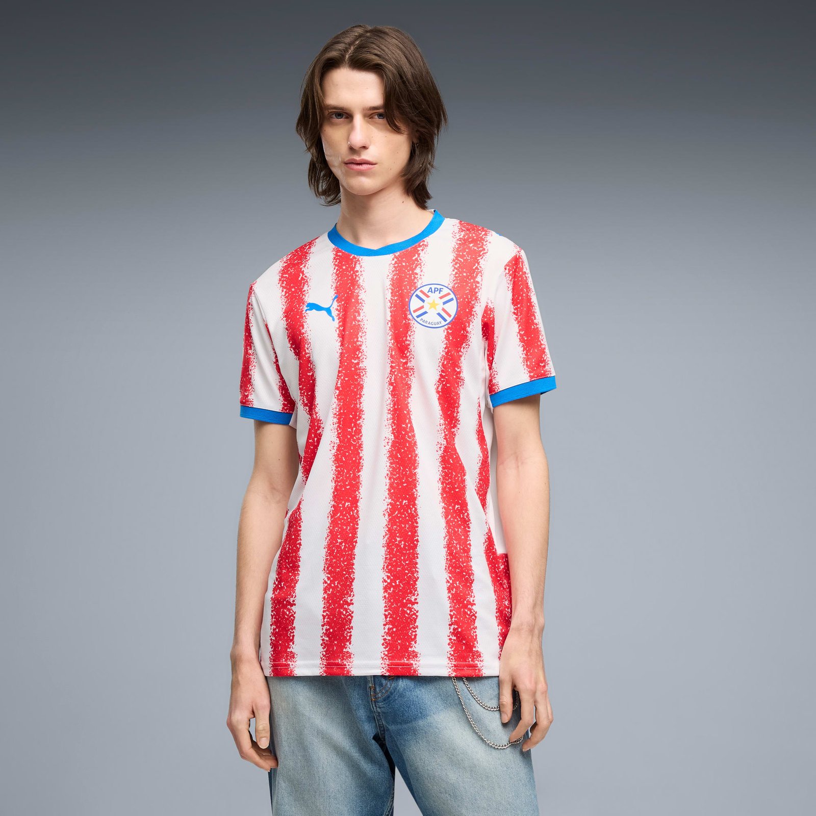 Paraguay home kit for FIFA World Cup 2026 — red and white stripes