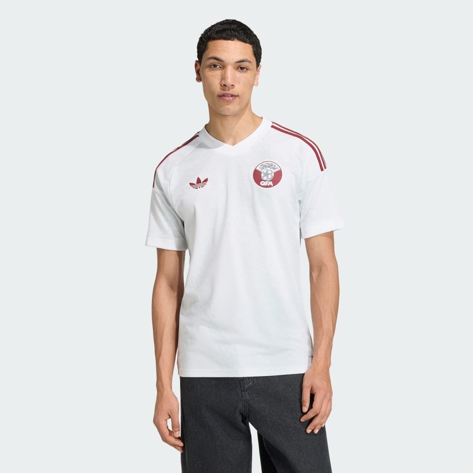 Qatar away kit for FIFA World Cup 2026 — white with maroon accents
